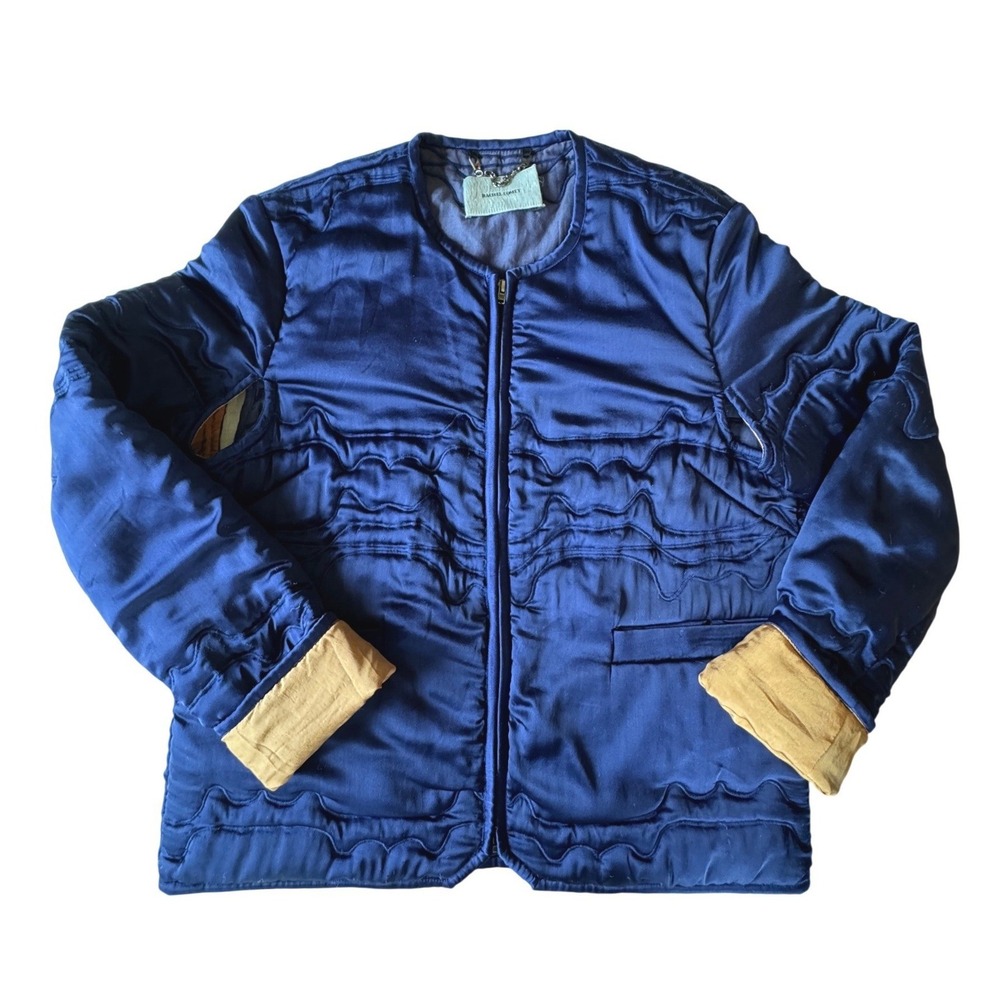 Rachel Comey Bedroom Jacket Navy Wavy Quilted Puffer Size 6 $733 - Picture 2 of 8
